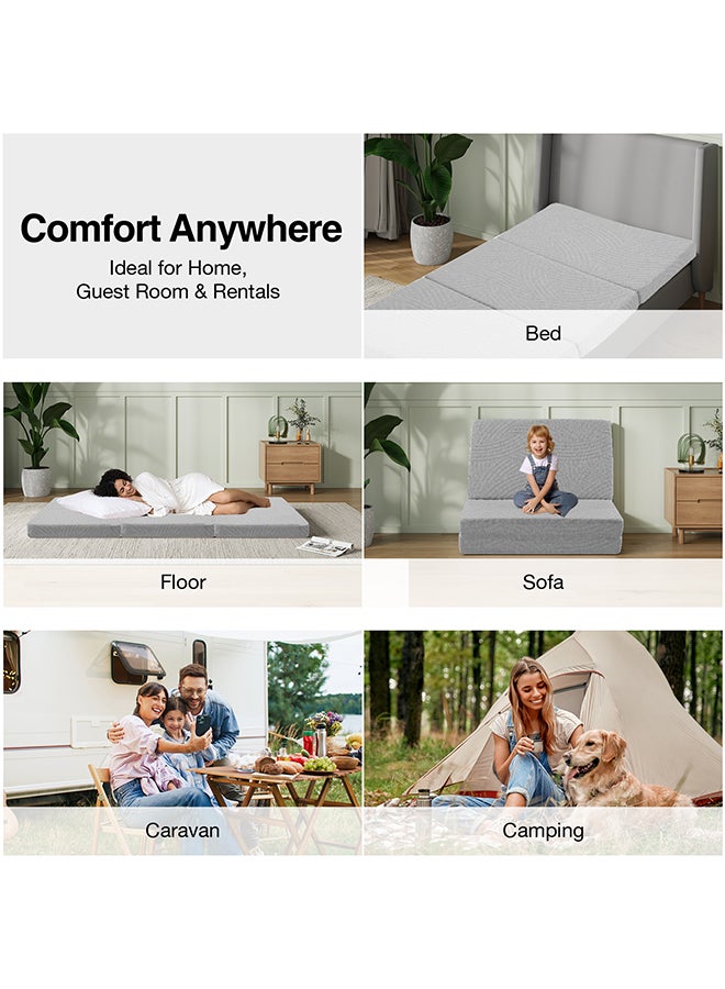 Novilla Foldable Mattress, Single Size 90 x 190cm Comfort Foam Trifold Mattress with Cloud Design Cover, 4 Inch Folding Mattress for Back Pain Relief, Suitable for Camping, RV Travel - Image 5